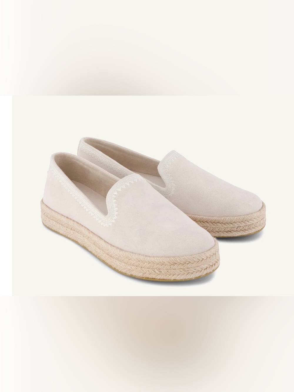 TOMS Carolina Espadrille Slip Ons Off White Twill Cotton Canvas NWOT’s Size 11